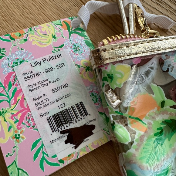 NWT Lilly Pulitzer Water Resistant Vinyl Beach Day Pouch, Best Fishes - Picture 4 of 6